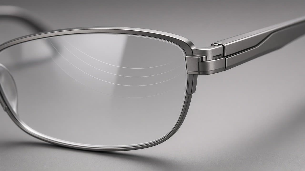 Clear champagne metal progressive readers casting a crisp studio shadow